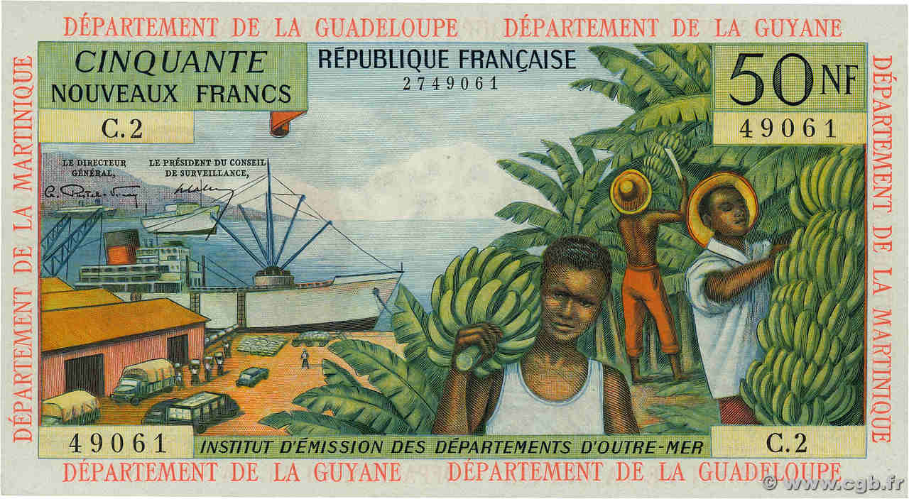 50 Francs FRENCH ANTILLES  1964 P.09b VZ+
