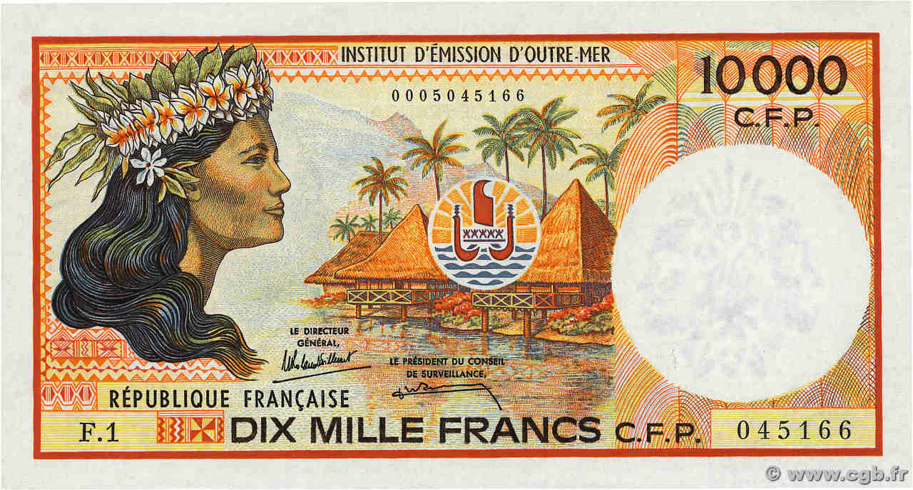 10000 Francs FRENCH PACIFIC TERRITORIES  1986 P.04a fST
