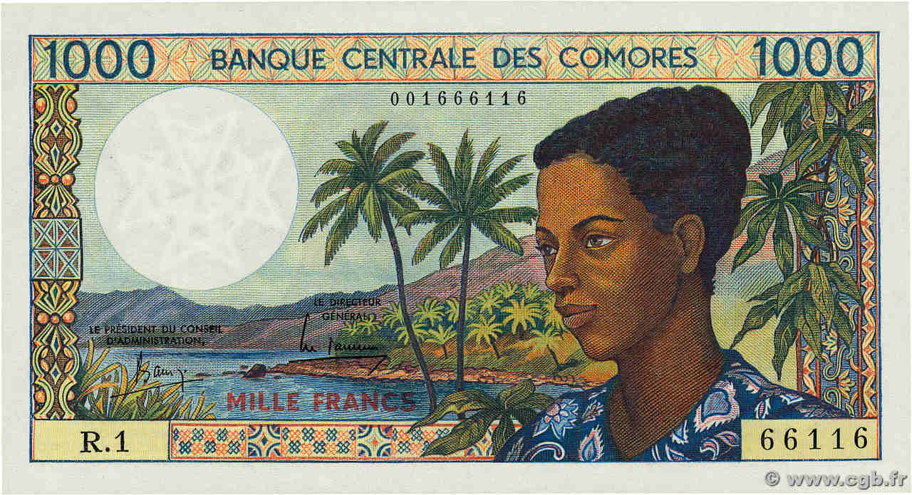 1000 Francs COMOROS  1986 P.11a UNC