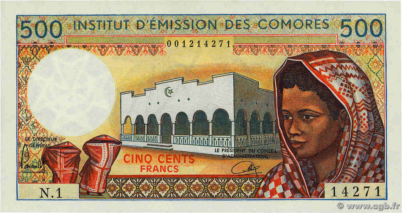 500 Francs COMOROS  1976 P.07a1 UNC