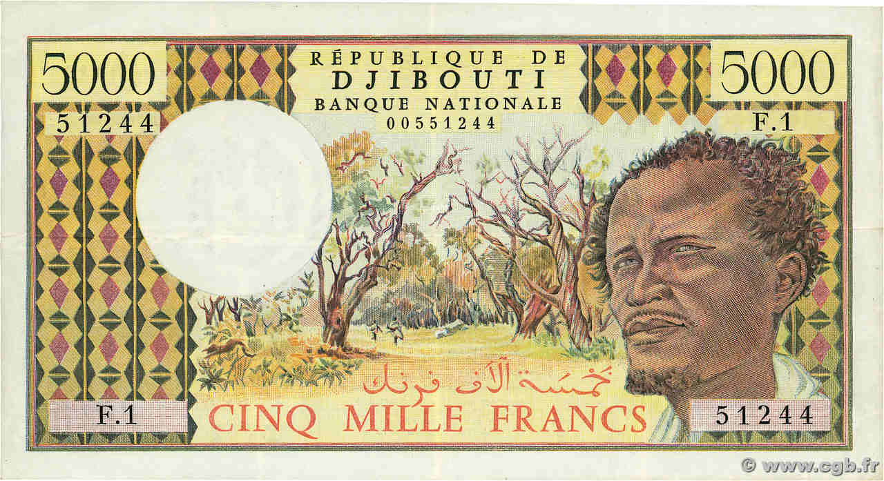 5000 Francs DJIBOUTI  1979 P.38a TTB