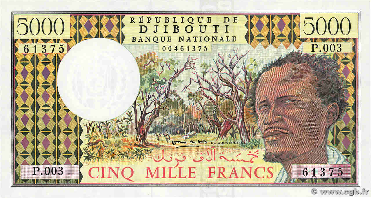 5000 Francs DJIBOUTI  1991 P.38d pr.NEUF