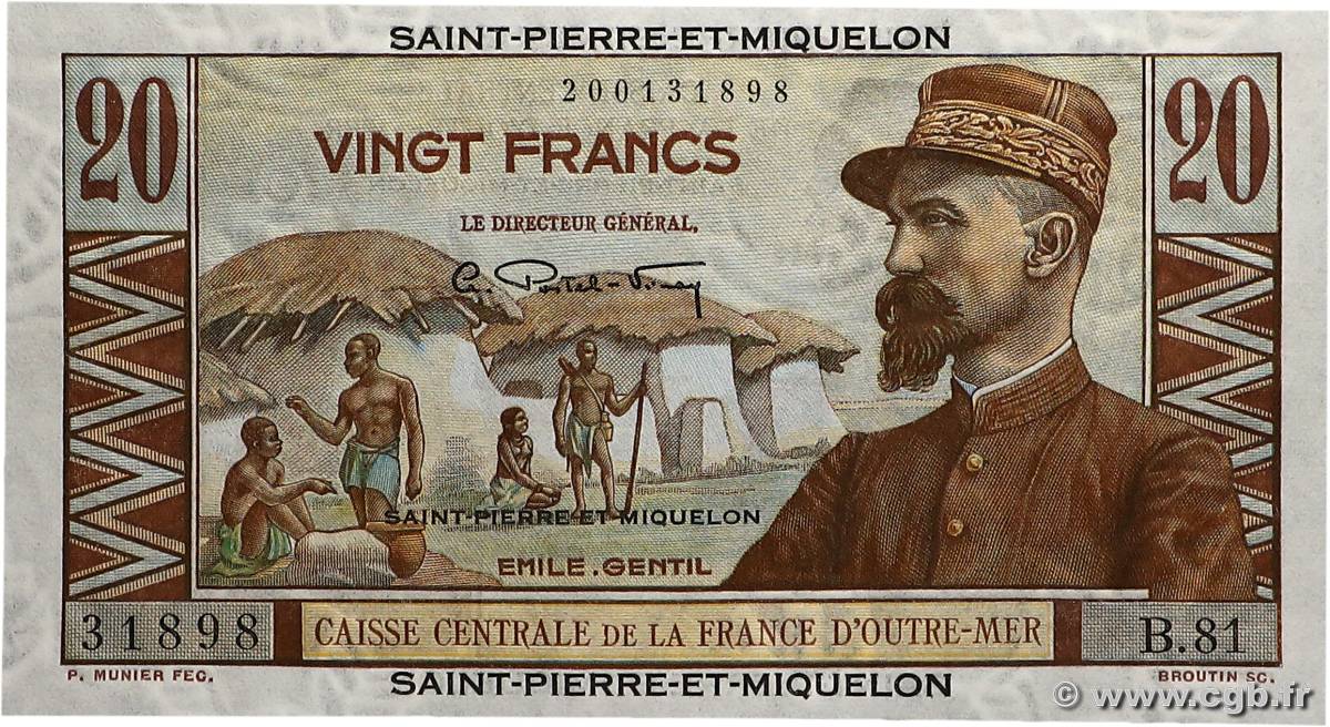 20 Francs Émile Gentil SAN PEDRO Y MIGUELóN  1946 P.24 SC+