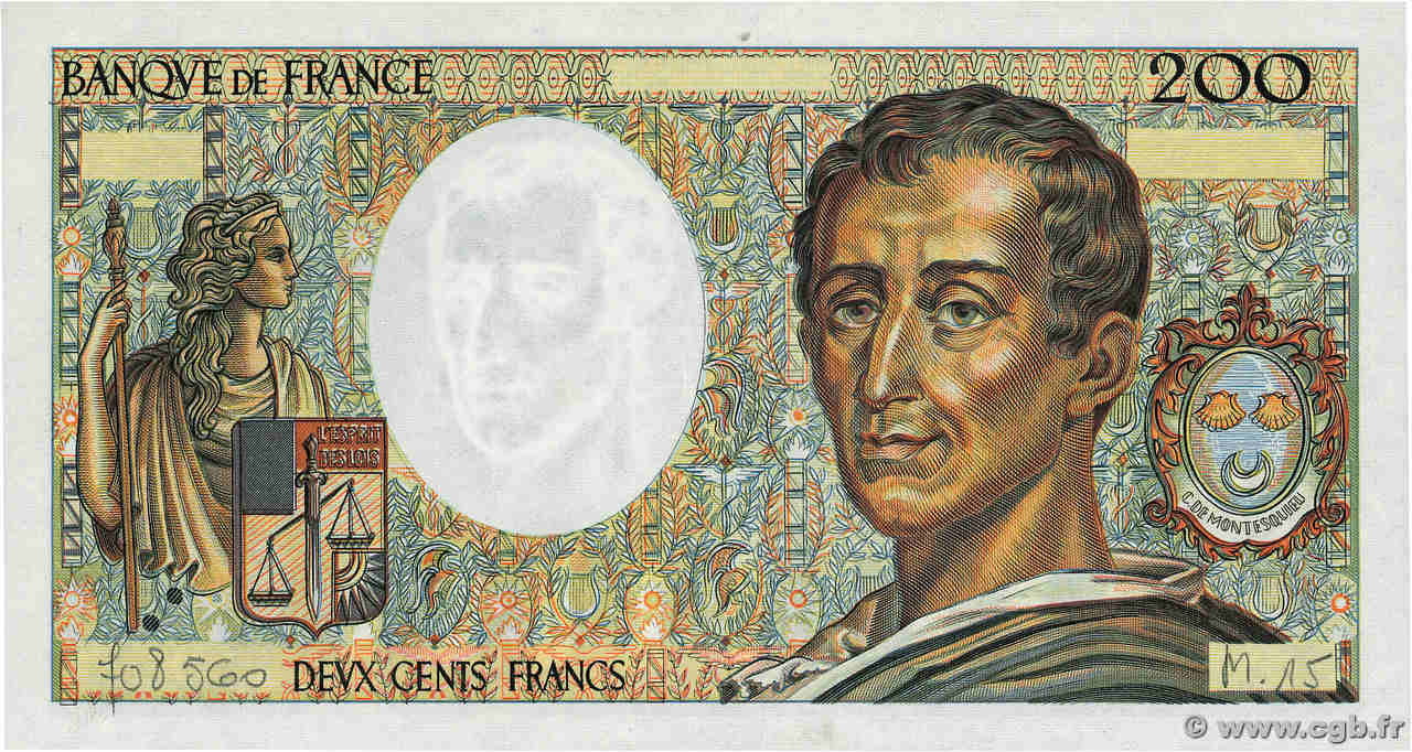 200 Francs MONTESQUIEU Fauté FRANCE  1983 F.70.03 SUP
