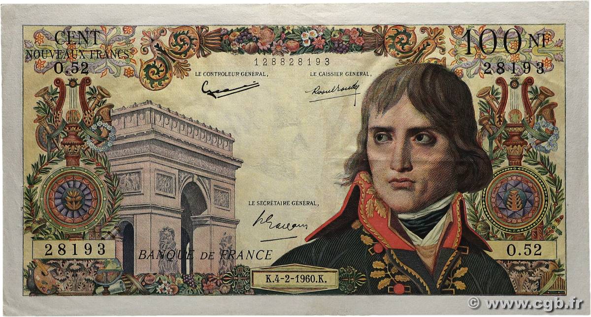 100 Nouveaux Francs BONAPARTE FRANCIA  1960 F.59.05 q.SPL