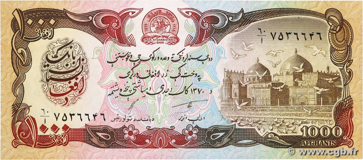 1000 Afghanis AFGHANISTAN  1991 P.061c UNC-