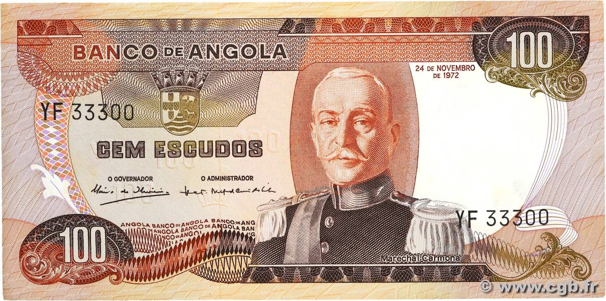 100 Escudos ANGOLA  1972 P.101 AU+