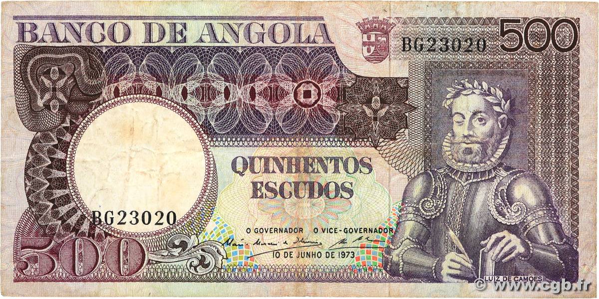 500 Escudos ANGOLA  1973 P.107 F