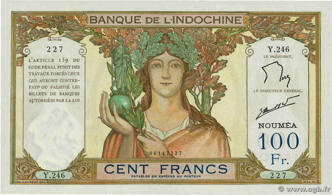 100 Francs NOUVELLE CALÉDONIE  1953 P.42e SC