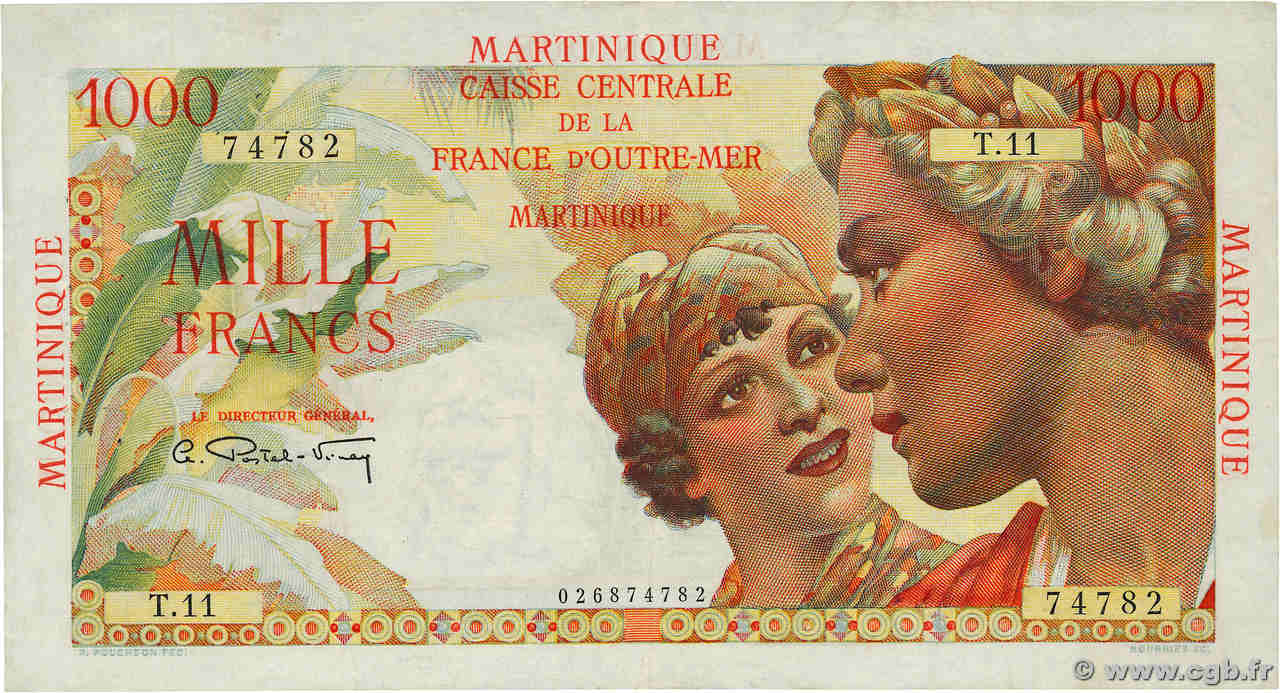 1000 Francs Union Française MARTINIQUE  1946 P.33 TTB