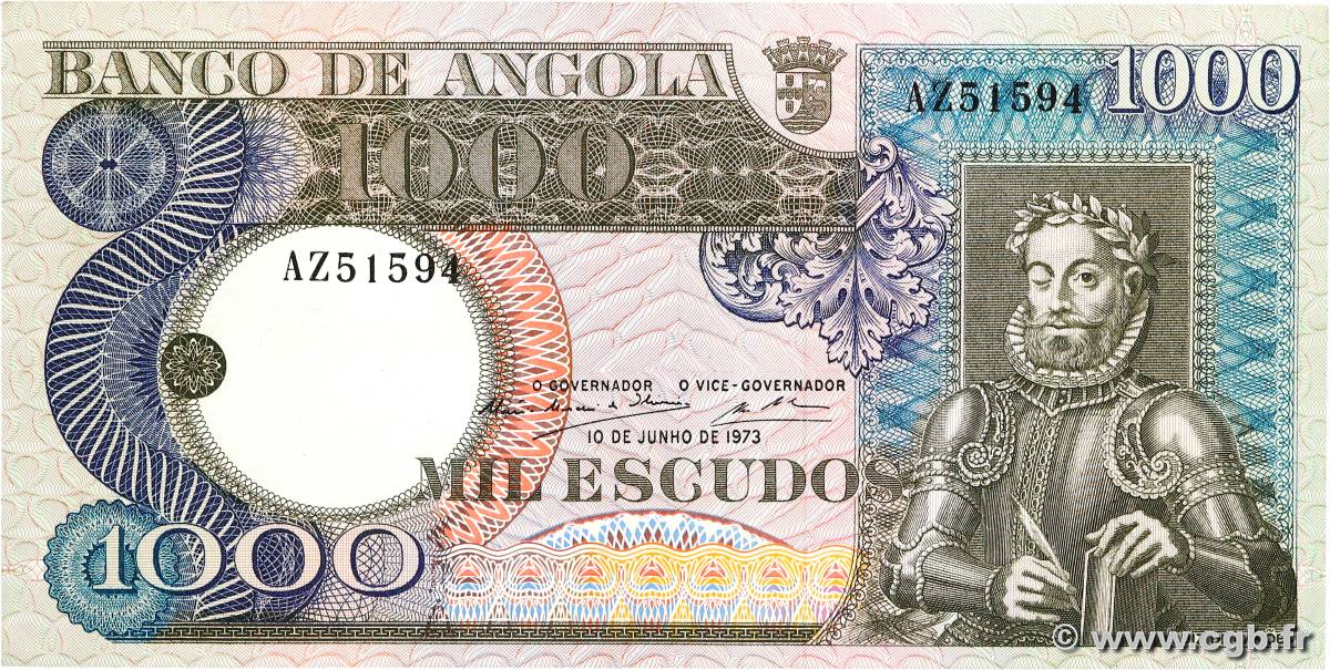 1000 Escudos ANGOLA  1973 P.108 XF+