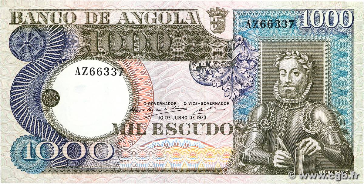 1000 Escudos ANGOLA  1973 P.108 XF+