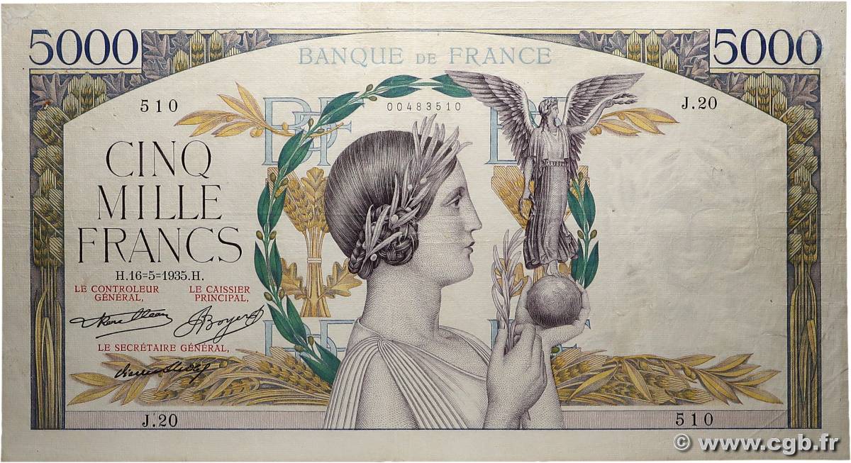 5000 Francs VICTOIRE FRANCE  1935 F.44.02 TB+