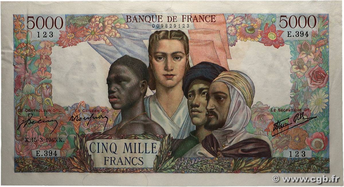 5000 Francs EMPIRE FRANÇAIS FRANCE  1945 F.47.17 SUP+