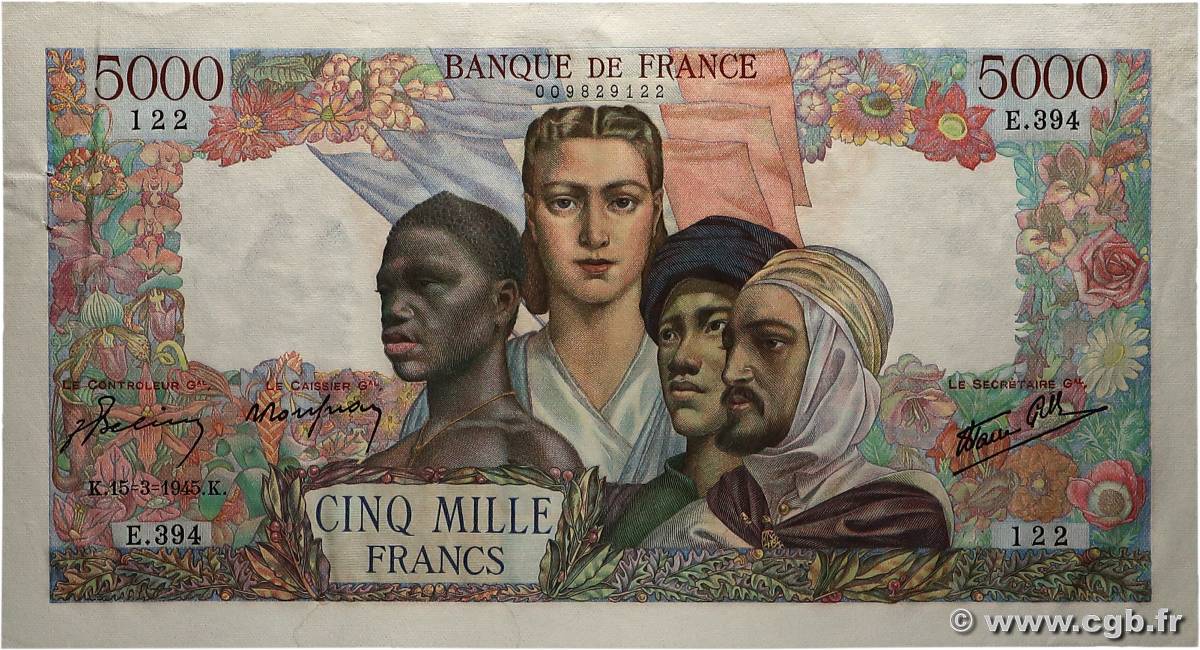 5000 Francs EMPIRE FRANÇAIS FRANCIA  1945 F.47.17 SPL+