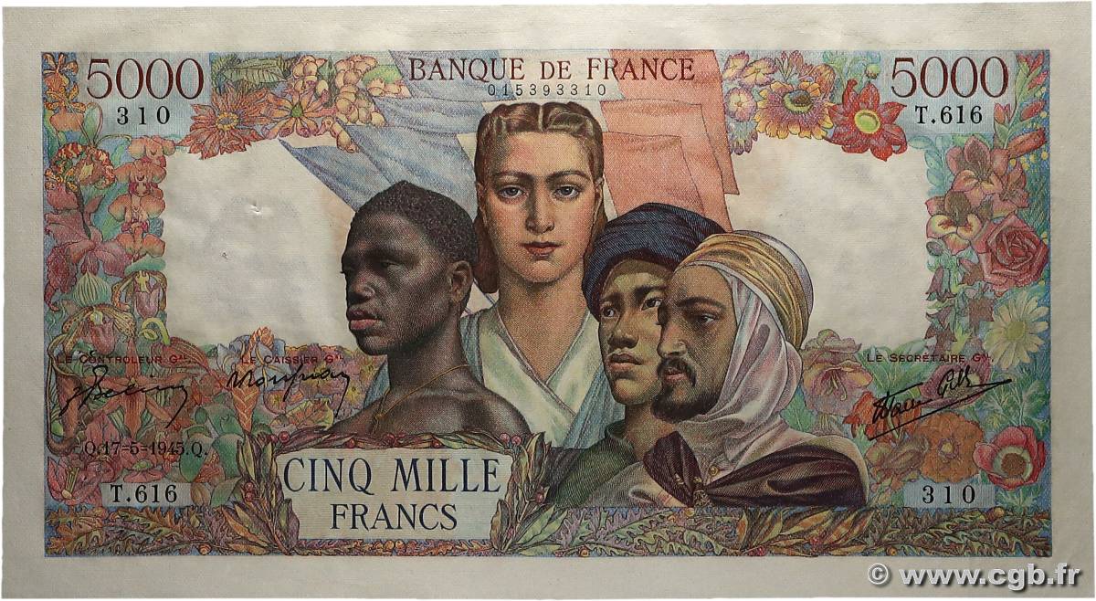 5000 Francs EMPIRE FRANÇAIS FRANCE  1945 F.47.26 pr.SUP