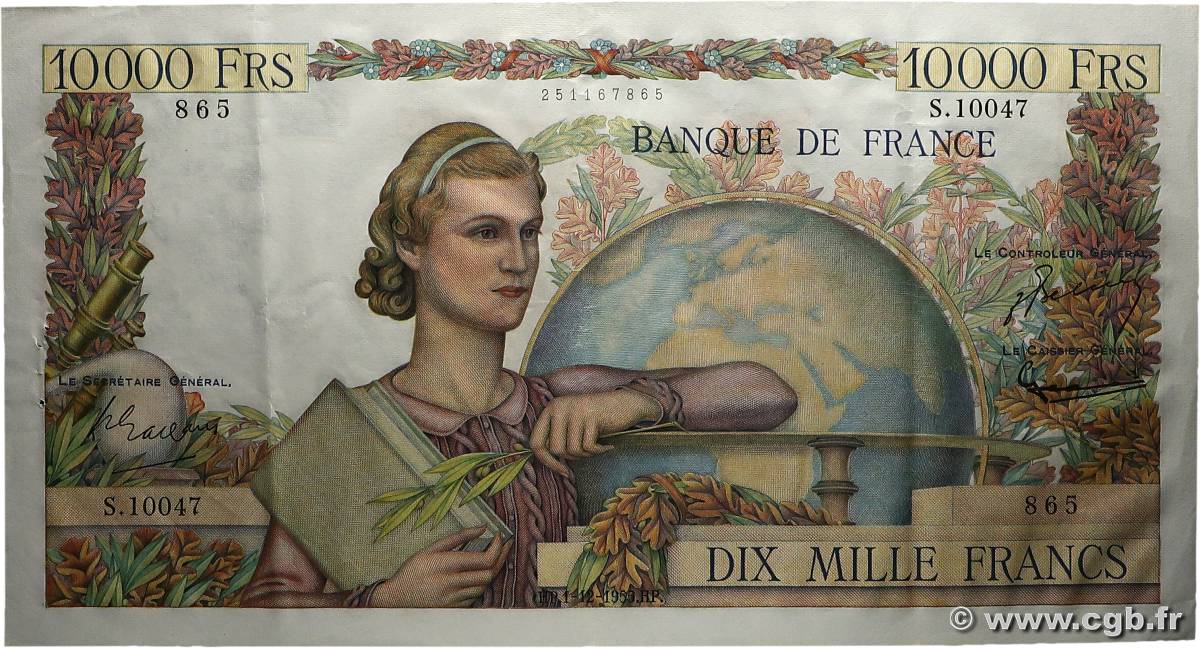 10000 Francs GÉNIE FRANÇAIS FRANCIA  1955 F.50.77 SPL