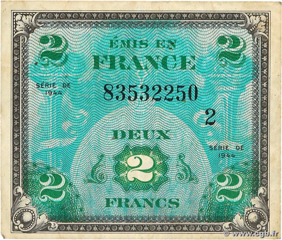 2 Francs DRAPEAU FRANCIA  1944 VF.16.02 BB