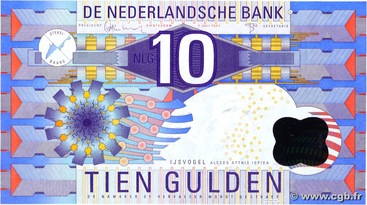 10 Gulden NETHERLANDS  1997 P.099 UNC-