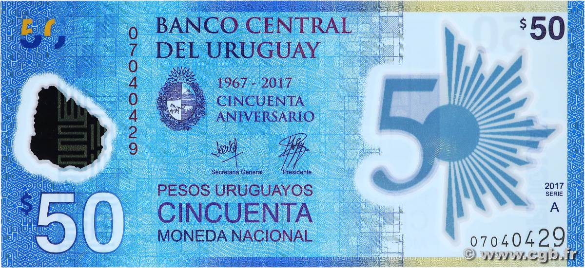50 Pesos Commémoratif URUGUAY  2017 P.100 NEUF