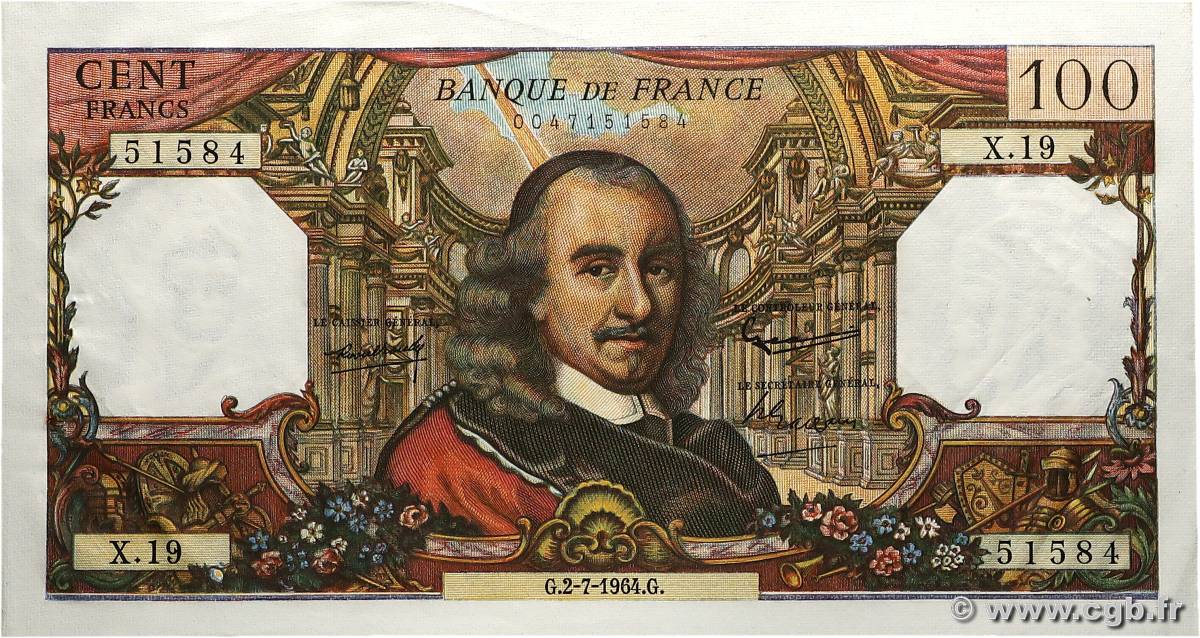 100 Francs CORNEILLE FRANCE  1964 F.65.02 SUP+