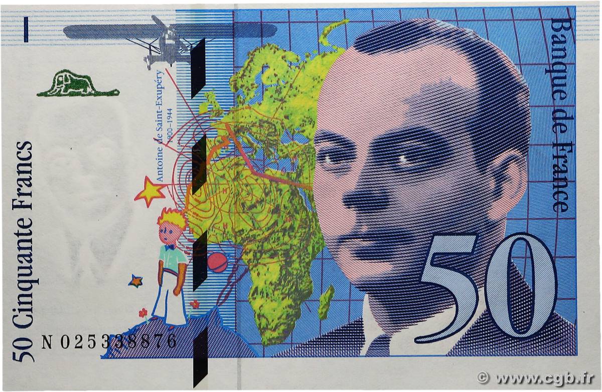 50 Francs SAINT-EXUPÉRY modifié Fauté FRANCE  1992 F.73.04 pr.NEUF
