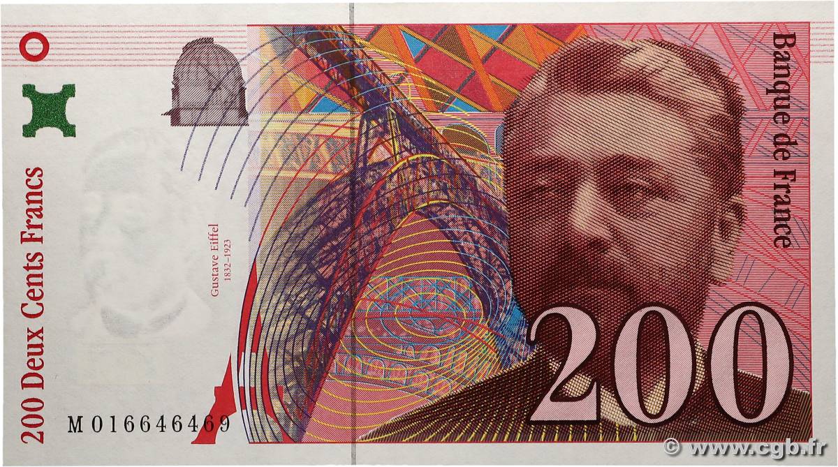 200 Francs EIFFEL Sans STRAP Fauté FRANCE  1996 F.75f4.02 NEUF