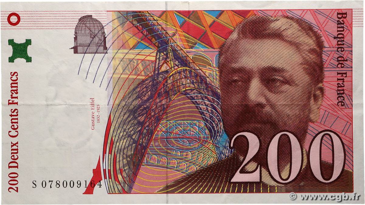 200 Francs EIFFEL Sans STRAP Fauté FRANCE  1999 F.75f4.05 TTB