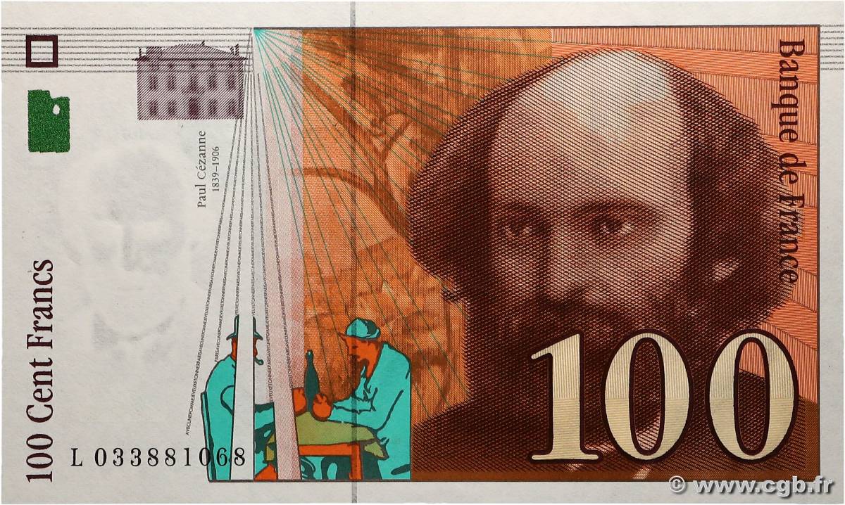 100 Francs CÉZANNE Sans STRAP Fauté FRANCE  1997 F.74f4.01 pr.NEUF