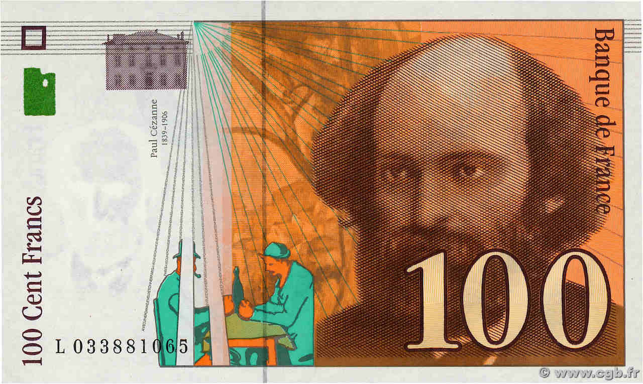 100 Francs CÉZANNE Sans STRAP Fauté FRANCE  1997 F.74f4.01 AU
