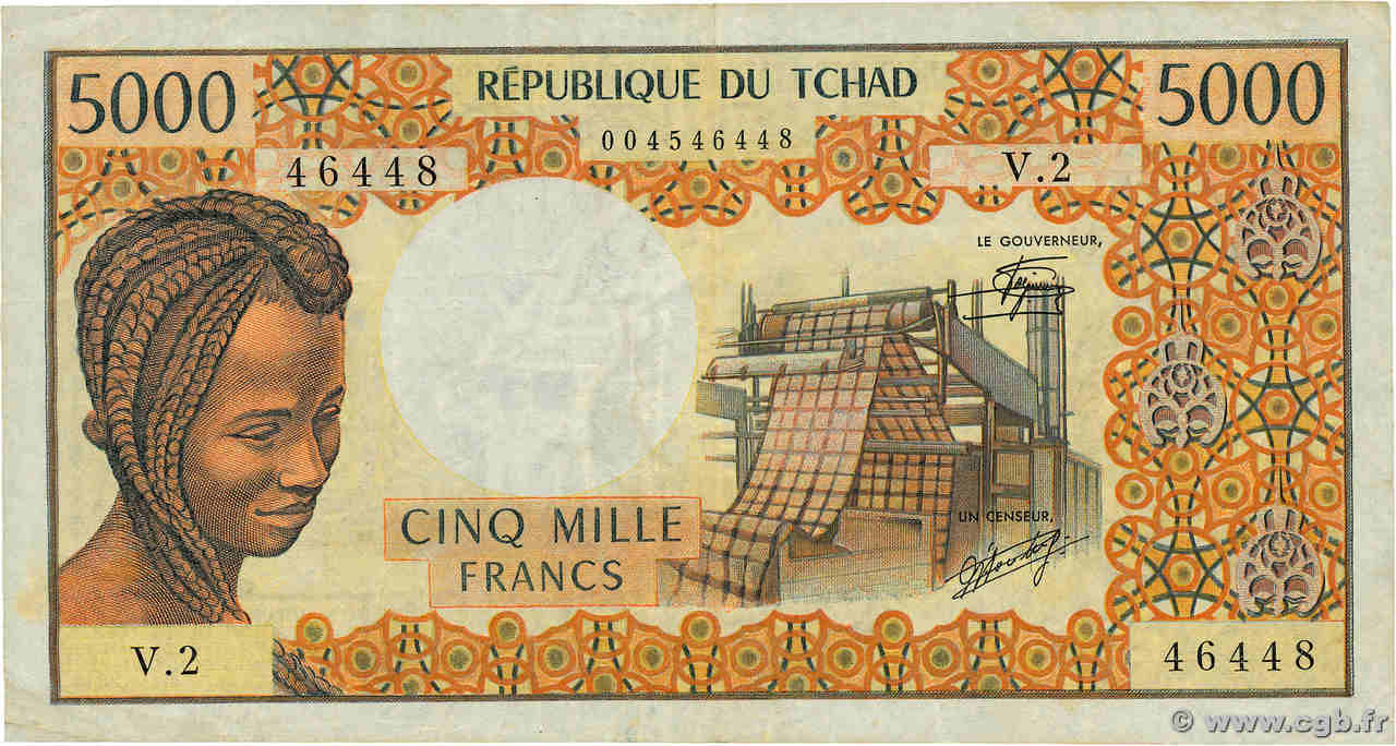 5000 Francs BEAC type 1976 TSCHAD  1978 A.281b fSS