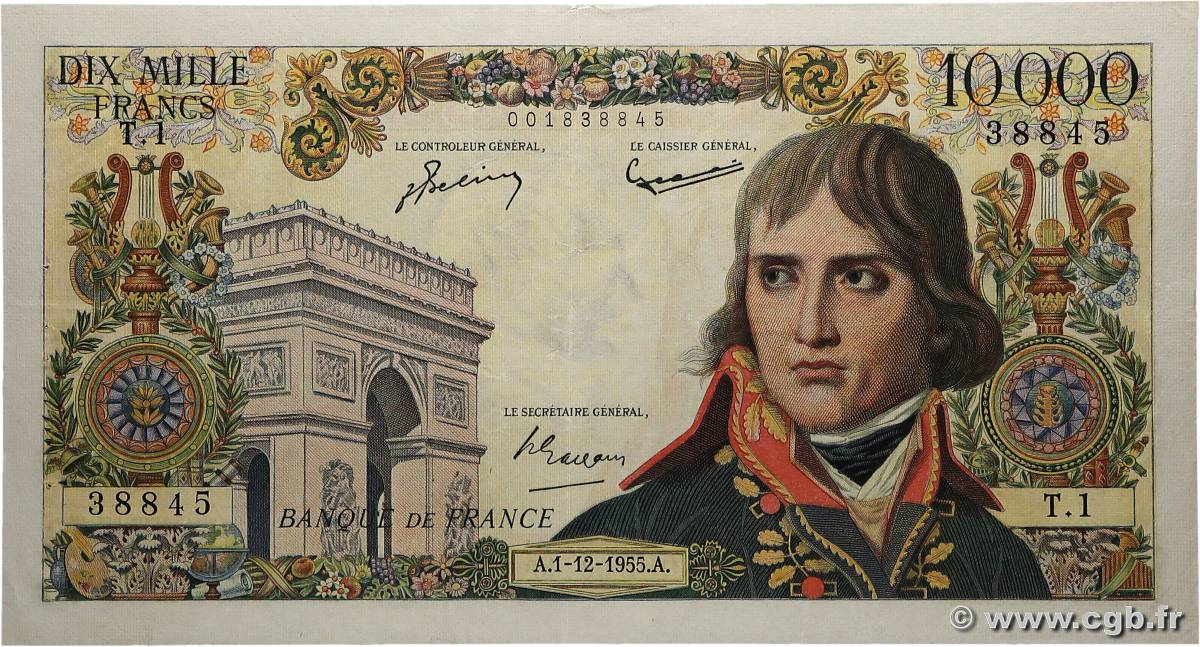 10000 Francs BONAPARTE FRANCIA  1955 F.51.01 BB