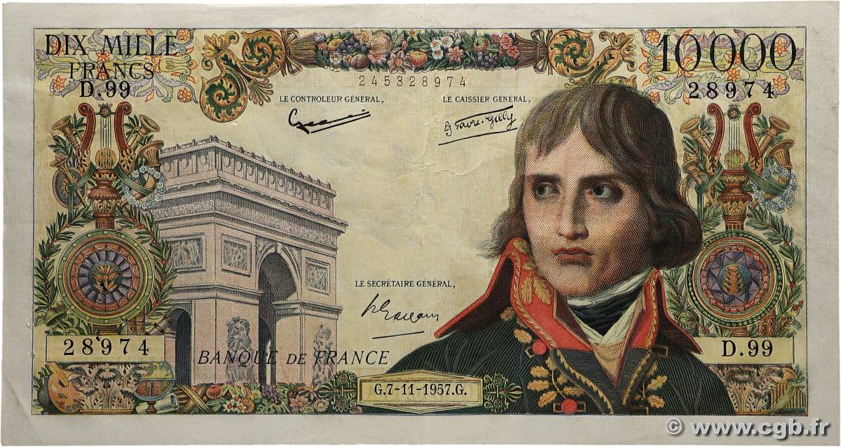 10000 Francs BONAPARTE FRANCIA  1957 F.51.10 BB