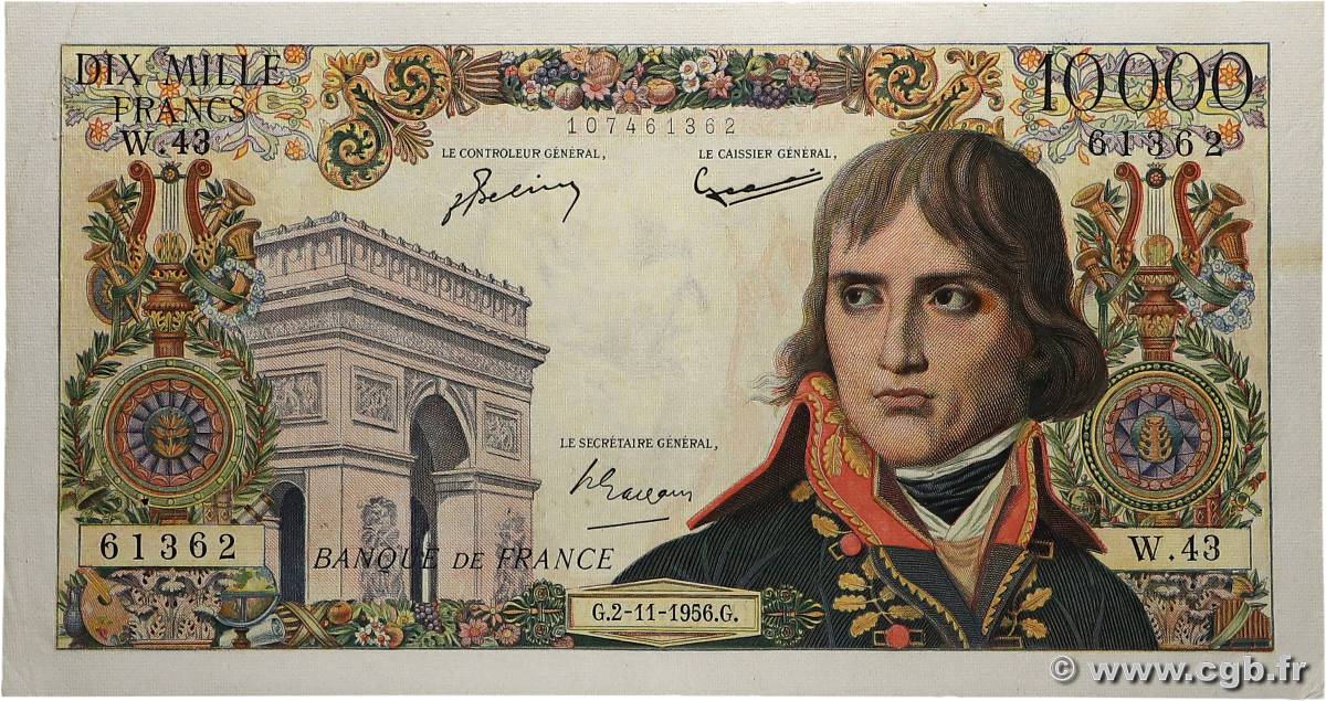 10000 Francs BONAPARTE FRANCIA  1956 F.51.05 BB