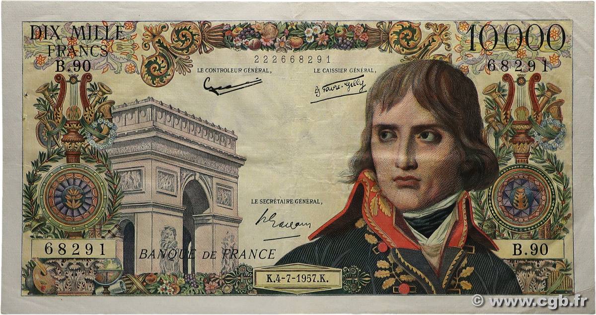 10000 Francs BONAPARTE FRANCIA  1957 F.51.09 q.SPL