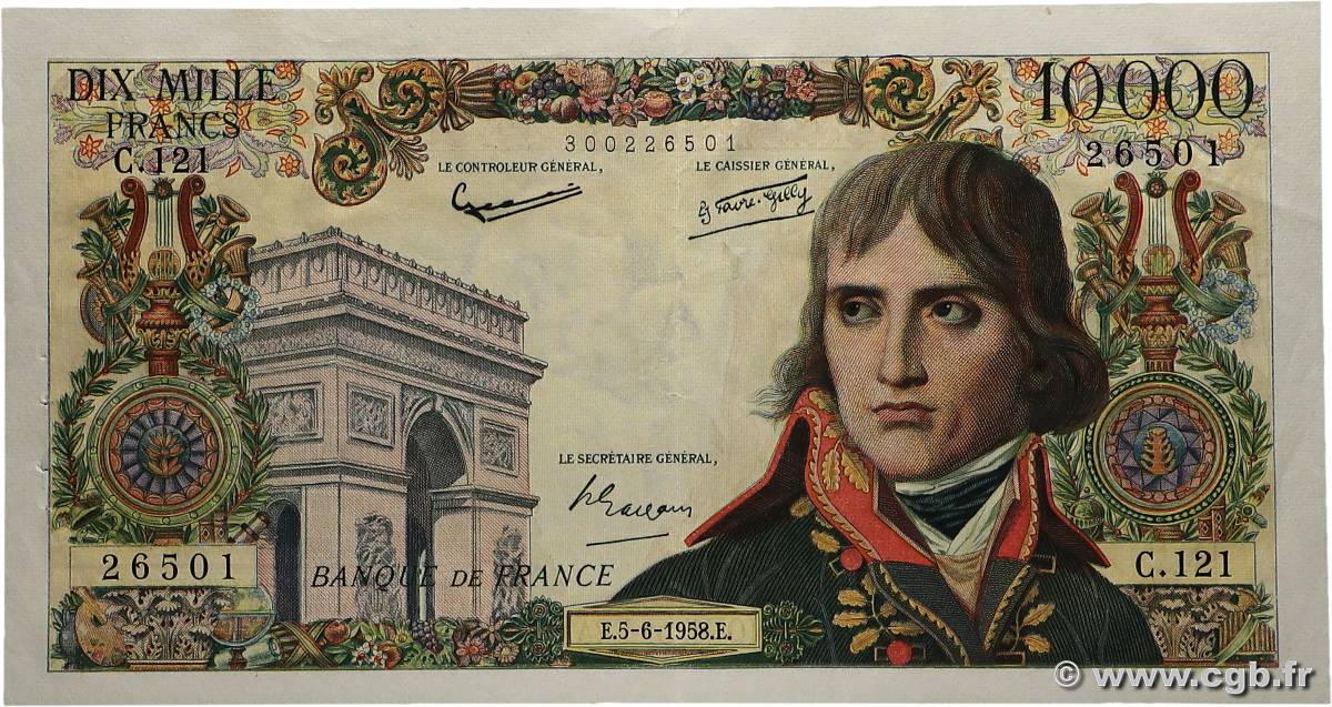 10000 Francs BONAPARTE FRANCE  1958 F.51.12 SUP