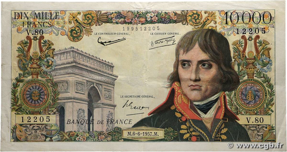 10000 Francs BONAPARTE FRANCIA  1957 F.51.08 BB