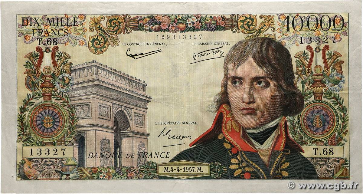 10000 Francs BONAPARTE FRANCE  1957 F.51.07 VF+