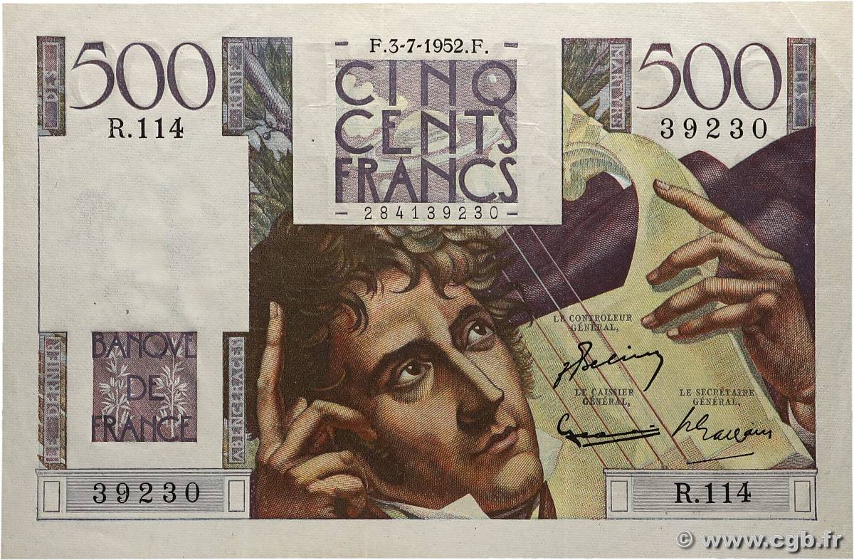 500 Francs CHATEAUBRIAND FRANCE  1952 F.34.09 SUP