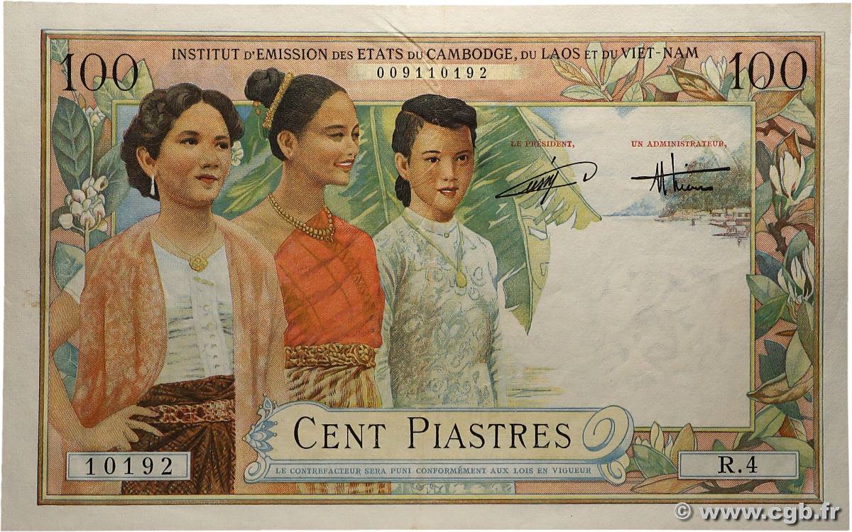 100 Piastres - 100 Dong INDOCHINE FRANÇAISE  1954 P.108 pr.SUP