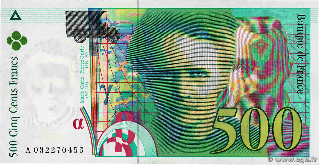 500 Francs PIERRE ET MARIE CURIE Sans STRAP Fauté FRANCE  1995 F.76f4.02 UNC-