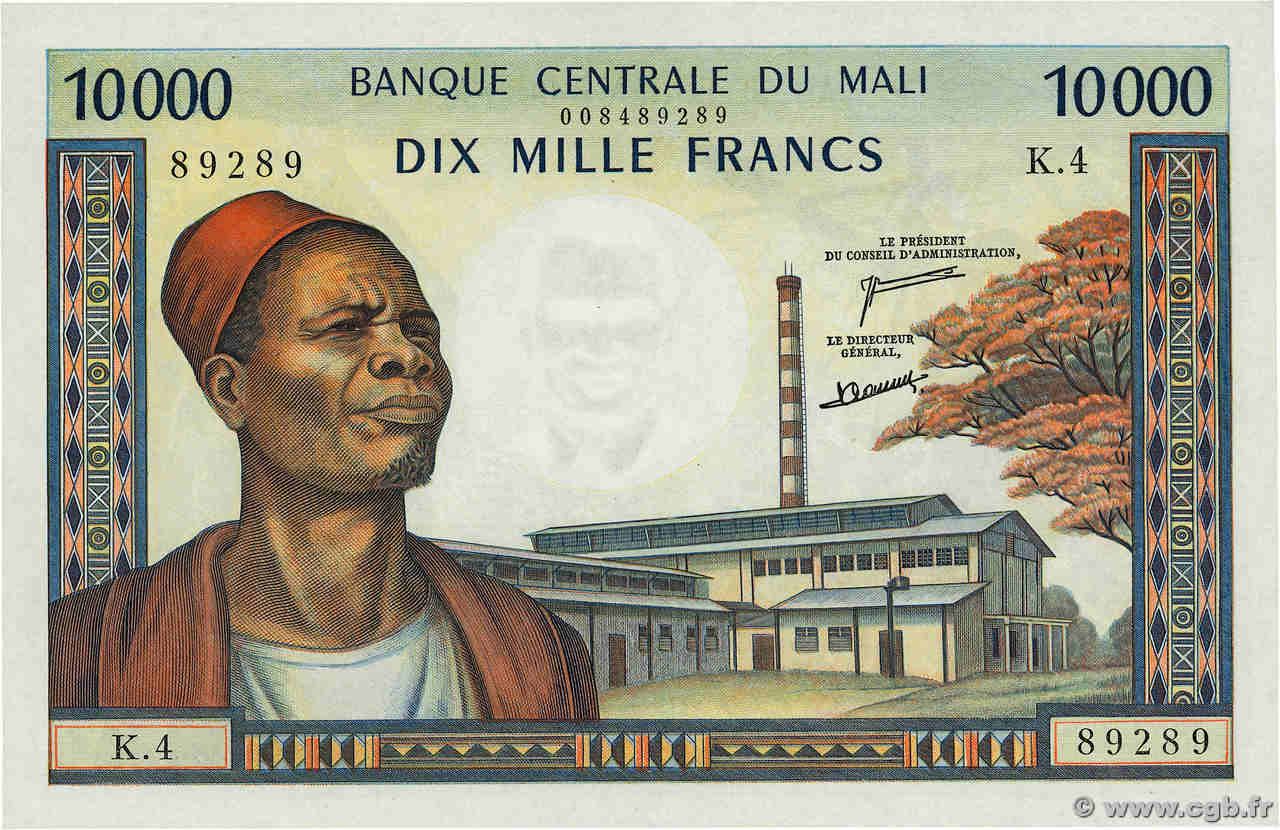 10000 Francs MALI  1973 P.15e SPL