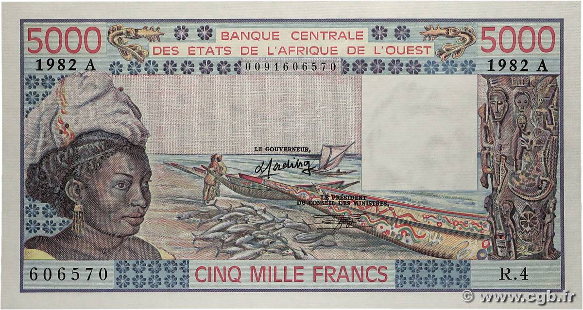 5000 Francs ÉTATS DE L AFRIQUE DE L OUEST  1982 P.108Ai pr.NEUF