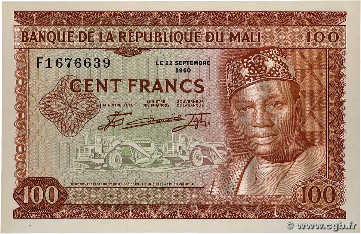 100 Francs MALI  1960 P.07a FDC