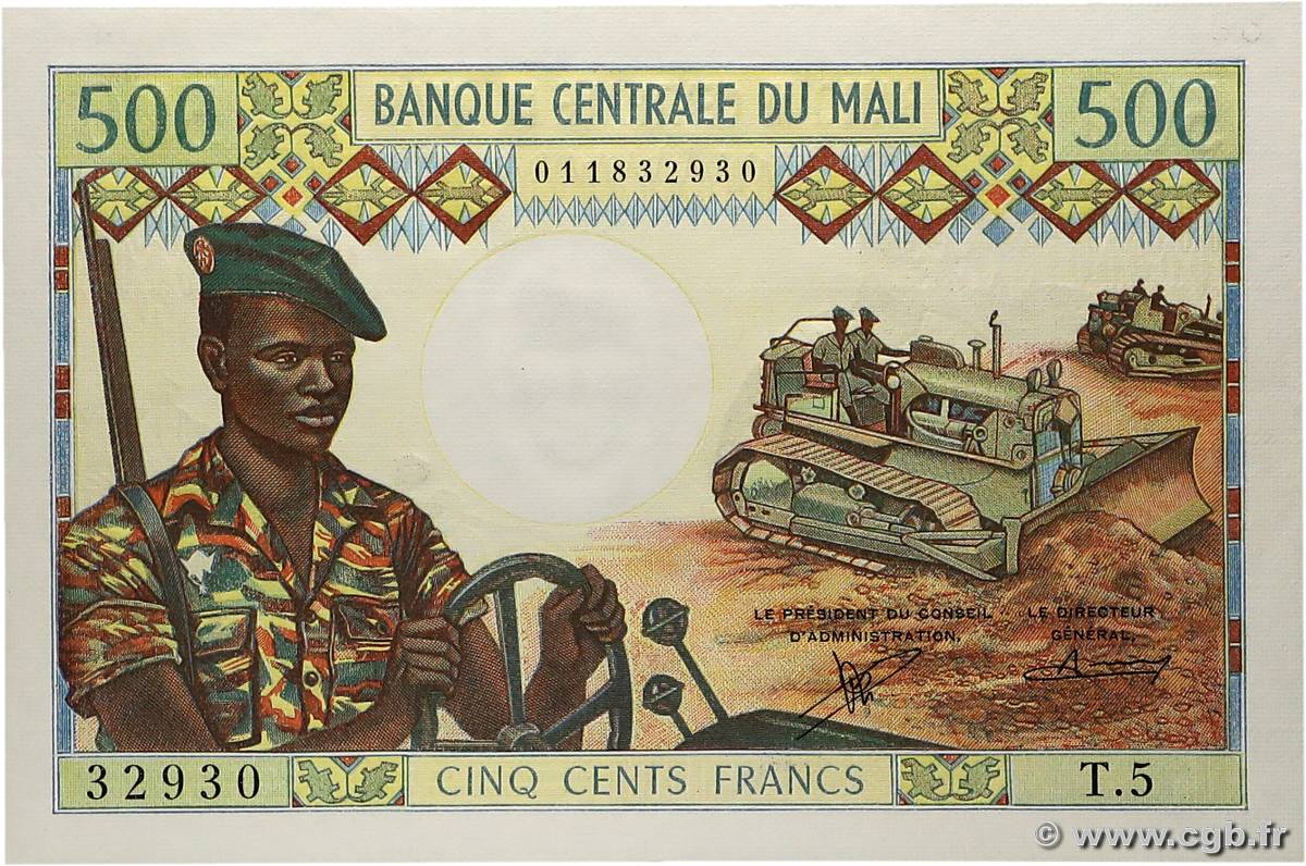 500 Francs MALí  1973 P.12b FDC