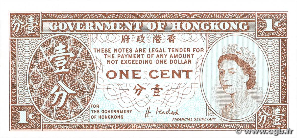 1 Cent HONG KONG  1992 P.325e UNC