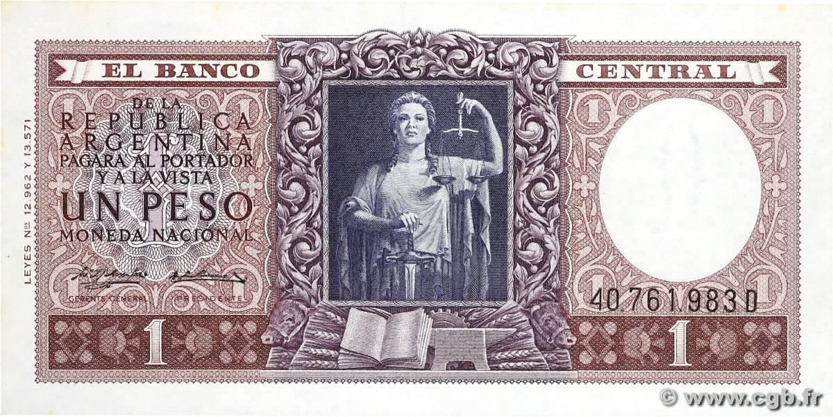 1 Peso ARGENTINE  1956 P.263b SPL+