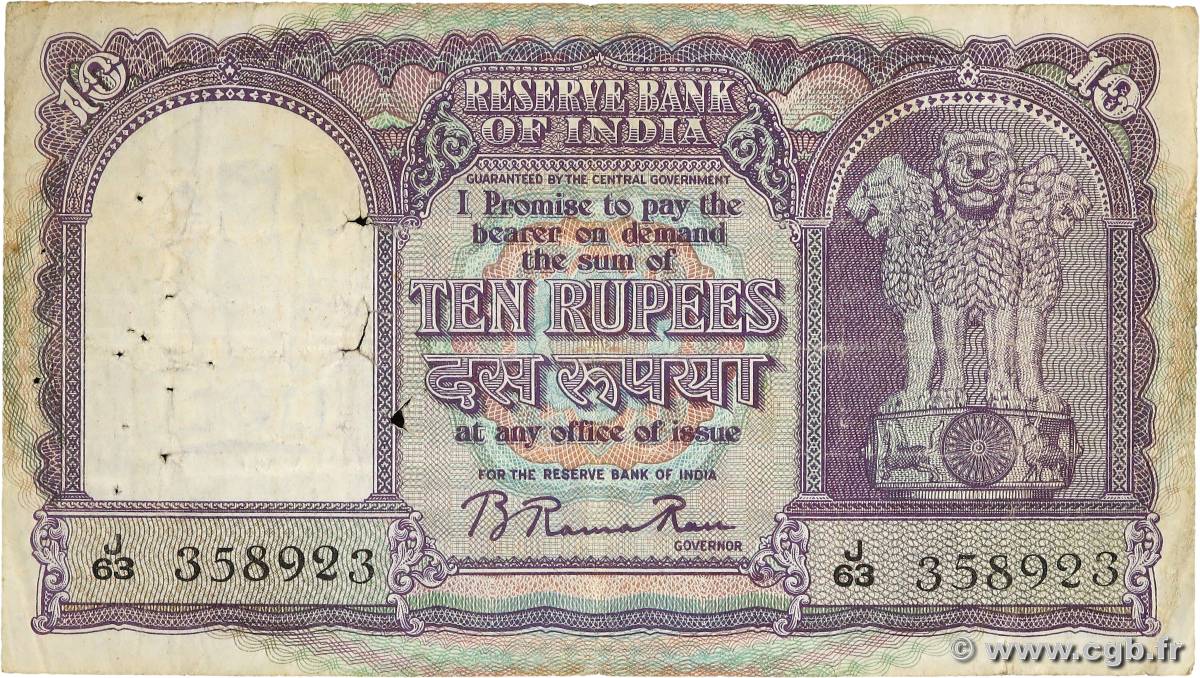 10 Rupees INDE  1949 P.038 TB