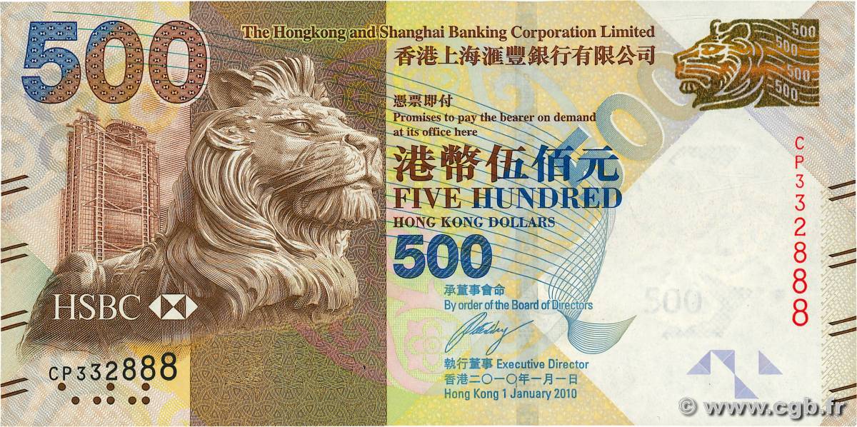 500 Dollars HONG KONG  2010 P.215a XF