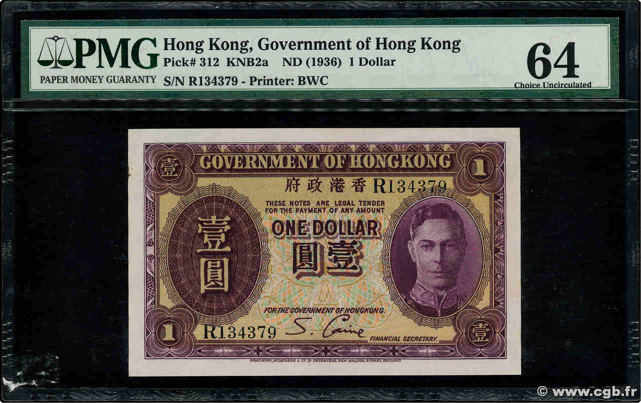 1 Dollar HONG KONG  1936 P.312 UNC-